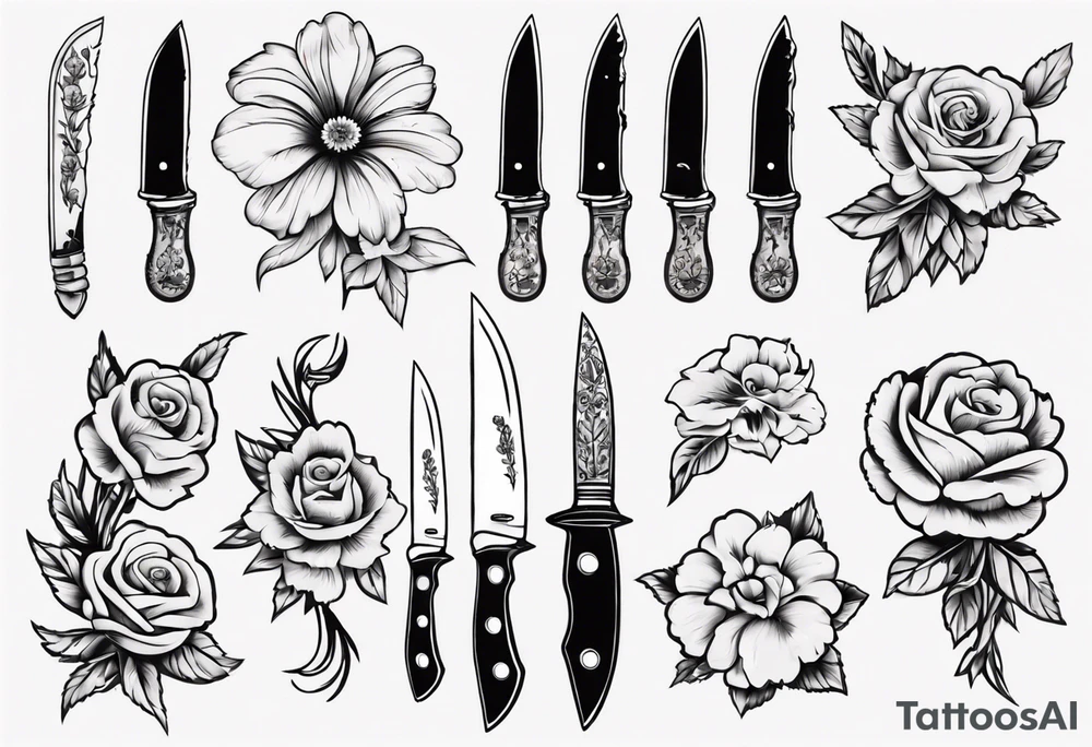 A knife stuck in a flower tattoo idea