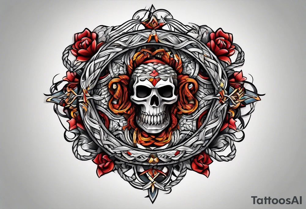 Rope knots twisting tattoo idea