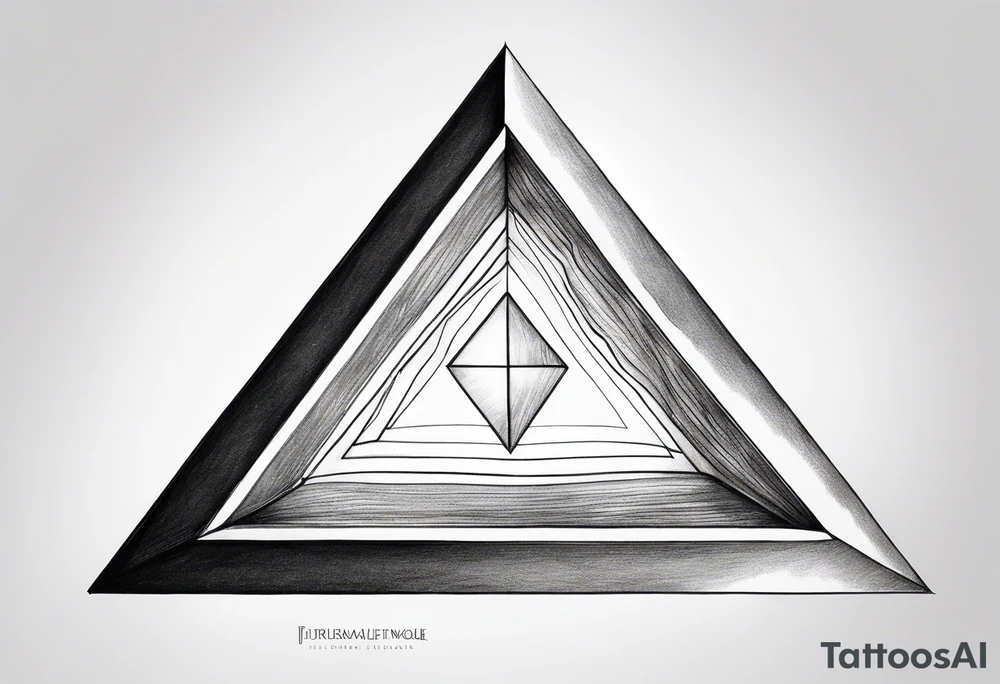 a ray of light entering a simple, flat, triangle prism from the left side and getting dispersed into colours tattoo idea