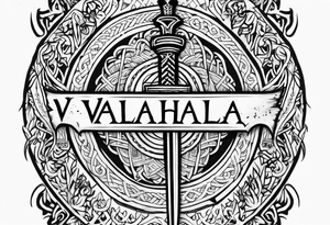 Valhalla sword viking warrior funeral tattoo idea