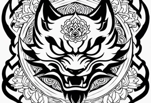 Half kitsune half oni kistune mask tatoo tattoo idea