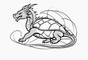 an outline of a dragon wrapping around a turtle tattoo idea