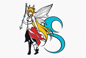 A fairy with a tail that is the fairy in the Fairy Tail anime guild logo tattoo idea