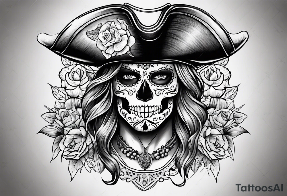 day of the dead pirate tattoo idea