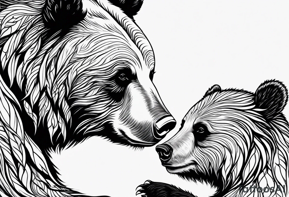 mother bear with cub facing each other looking at each other tattoo idea
