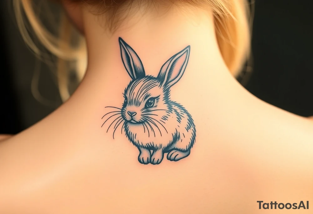 a cute little long haired bunny rabbit tattoo idea
