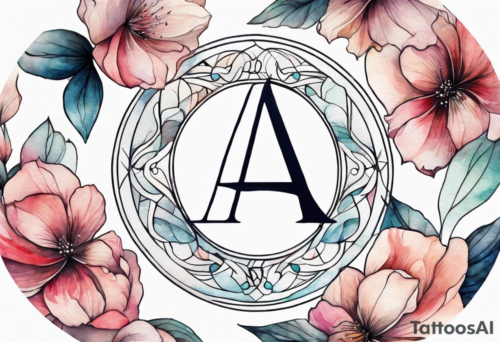 letter delta inside a circle, subtle, girly, simplistic tattoo idea