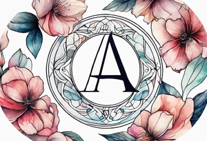 letter delta inside a circle, subtle, girly, simplistic tattoo idea