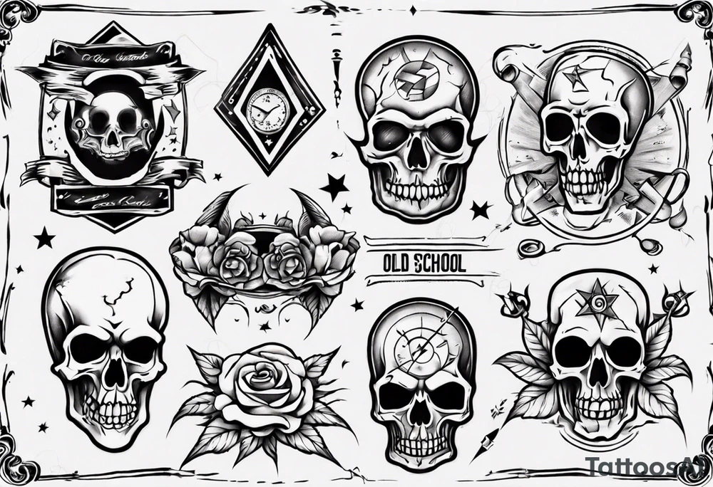 Classic sketches of the old school tattoo idea