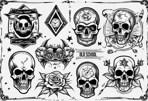 Classic sketches of the old school tattoo idea