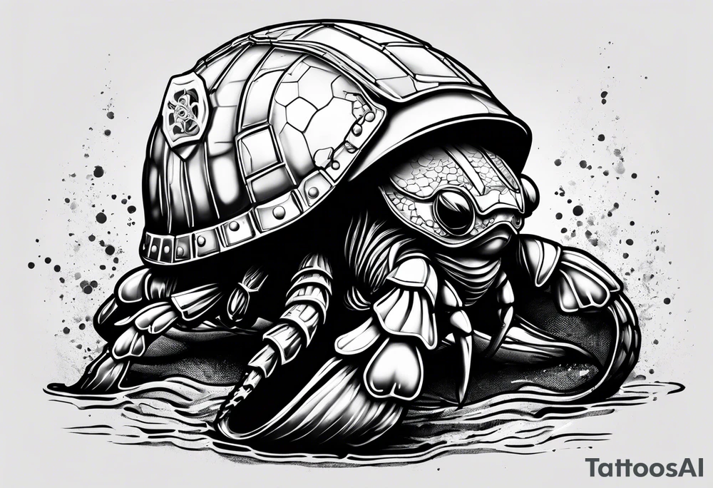 hermit crab wearing a storm trooper helmet tattoo idea