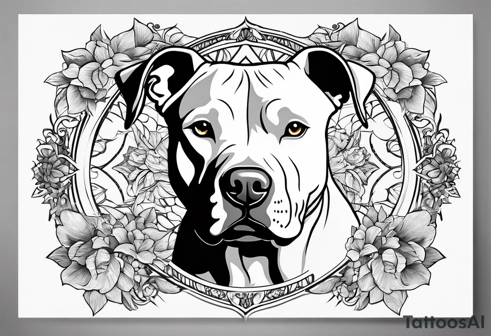 white pitbull pointed ears tattoo idea
