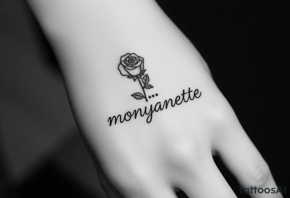 a rose seperate and a semicolon seperate from the name “monyanette” tattoo idea