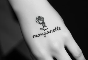 a rose seperate and a semicolon seperate from the name “monyanette” tattoo idea