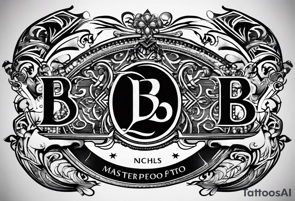 logo with the last name Nichols and the letters B, O, L, H, E, D, J, and R tattoo idea