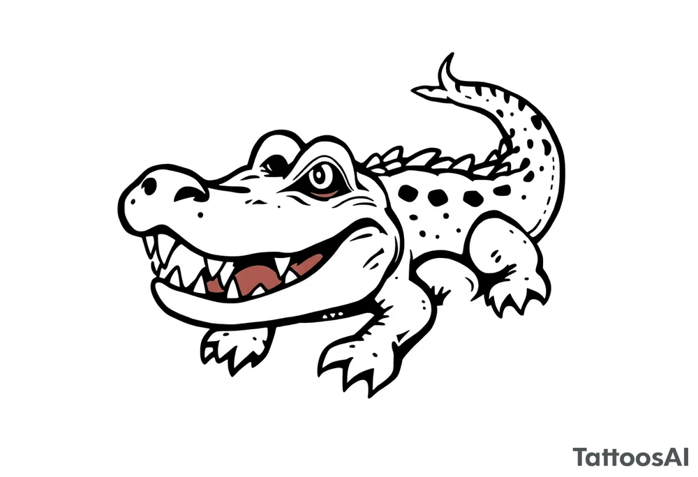 Traditional style angry alligator tattoo idea