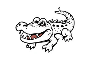 Traditional style angry alligator tattoo idea