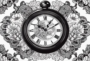 Floral, paisley, witch, 3 pocket watches, celestial tattoo idea