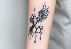 Phoenix bird and the two of cups tarot tattoo idea
