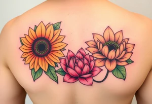 Sunflower, peony, cherry blossom, lotus, Delilah’s tattoo idea