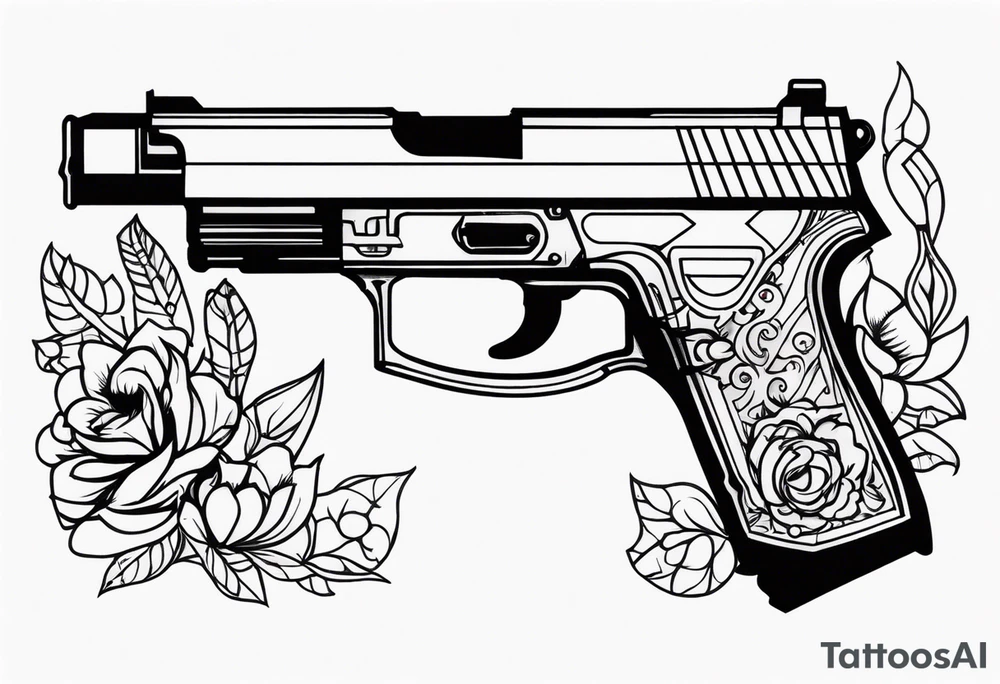 The letters AR with pistols on each side tattoo idea