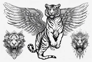 Tiger with wings. Mythological. tattoo idea