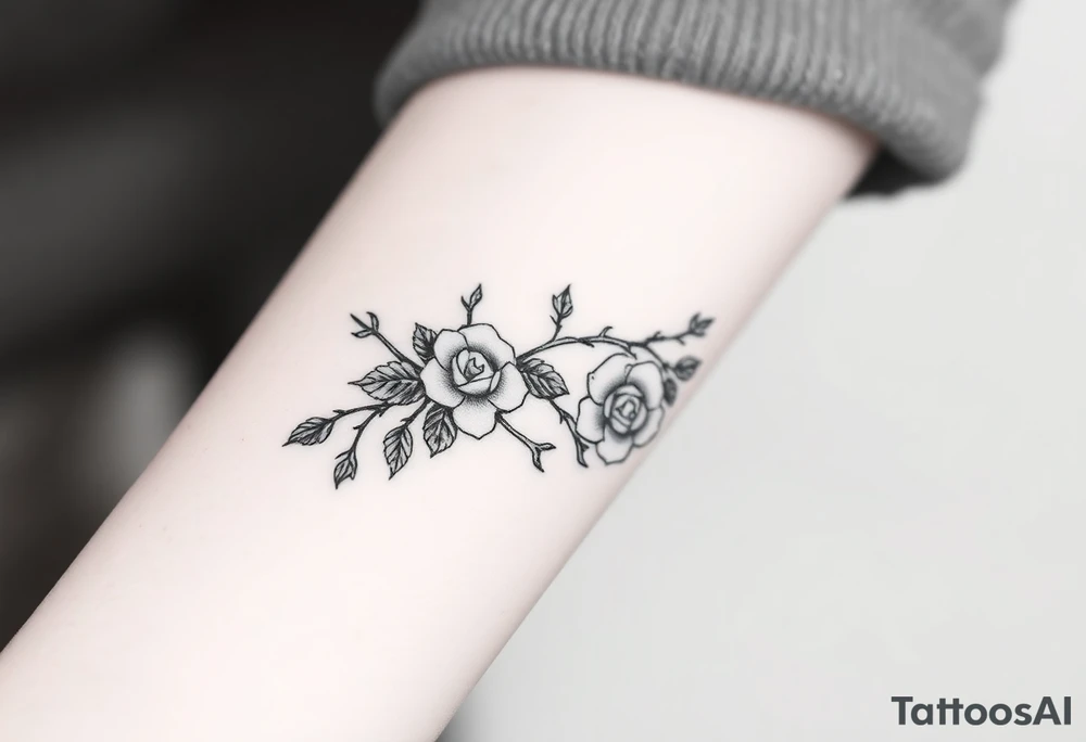 Thorns with roses on the wrist tattoo idea