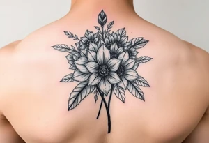 Bouquet of flower that represents the birth month flowers of February,April,July,August,September,October,November and December tattoo idea