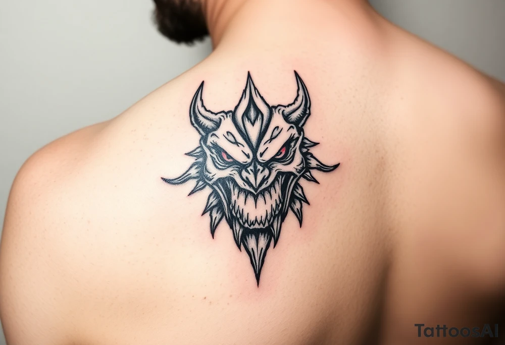 a monster symbol representing bipolar disorder of both happy and sad at the same time tattoo idea