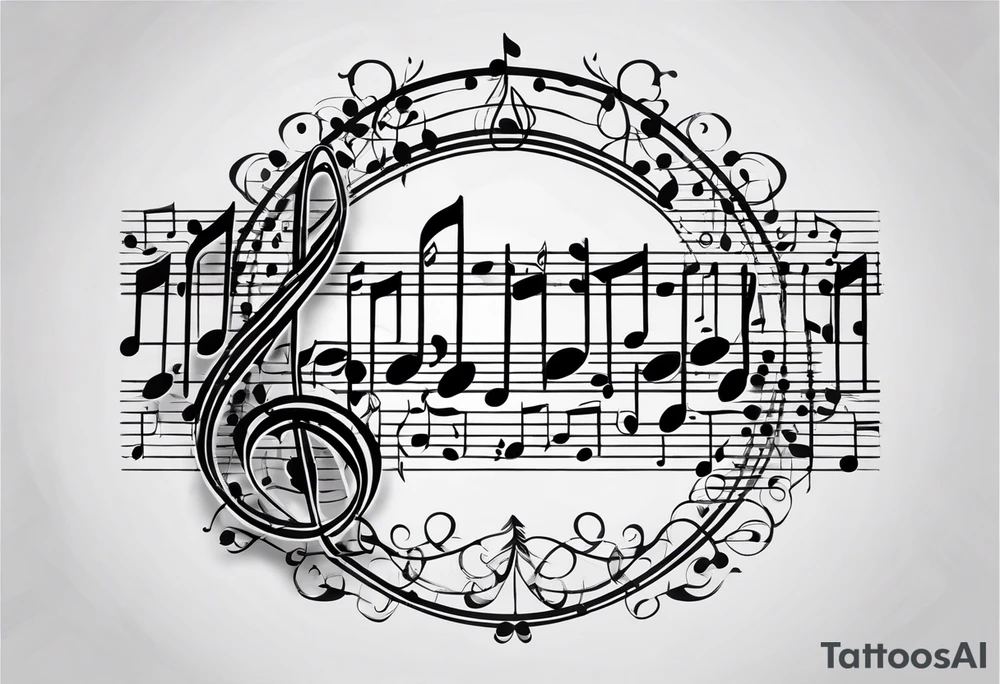 Music notes shaped as DNA tattoo idea