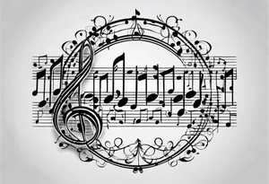 Music notes shaped as DNA tattoo idea