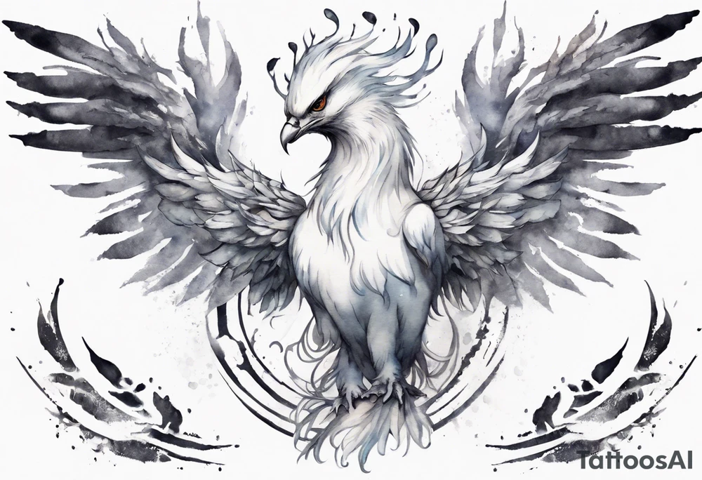 a white phoenix wearing iron diadem or crown around its head tattoo idea a white phoenix wearing iron diadem or crown around its head tattoo idea