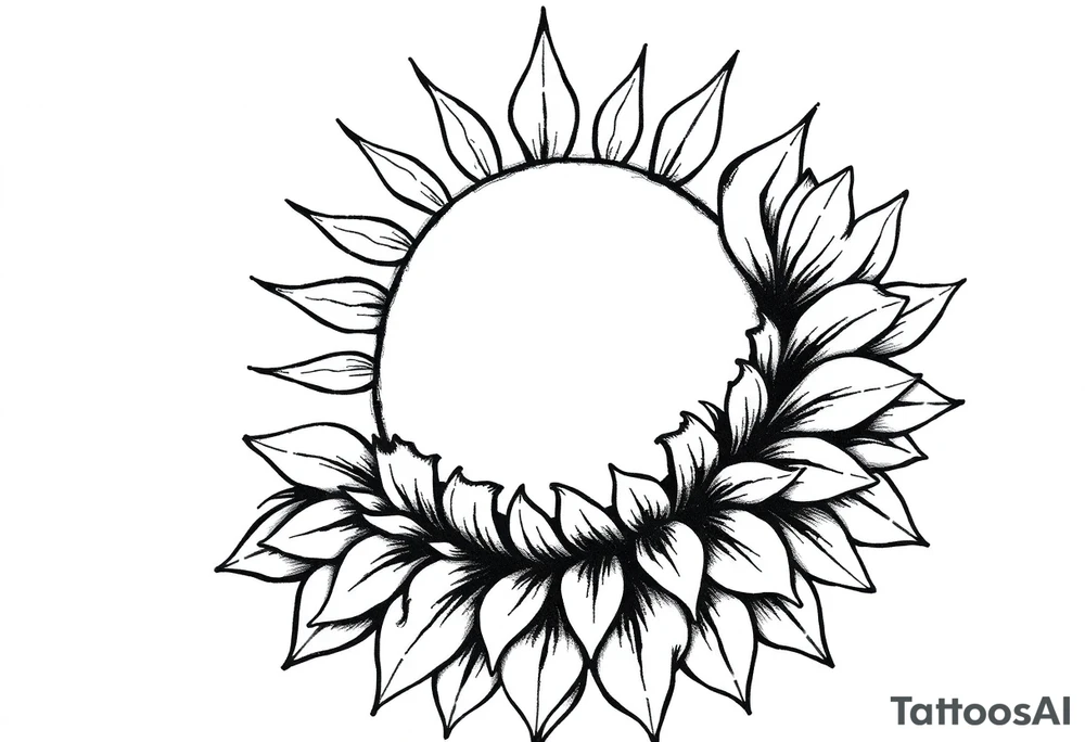 Half sun half sunflower tattoo idea