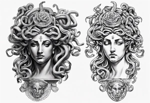 GREEK GODess medusa STATUE
ARM SLEEVE 
REALISTIC tattoo idea