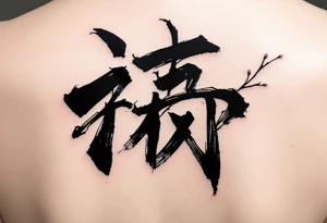 The character 爱 (ài, “love”) in deep red ink is often paired with a cherry blossom to symbolize passion and fleeting beauty. tattoo idea