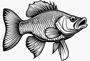 bass fish, its tail turns into a fishing hook tattoo idea