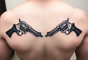 2 revolvers crossing pointing down tattoo idea