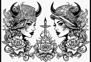 Stoner boy and girl devils tattoo idea