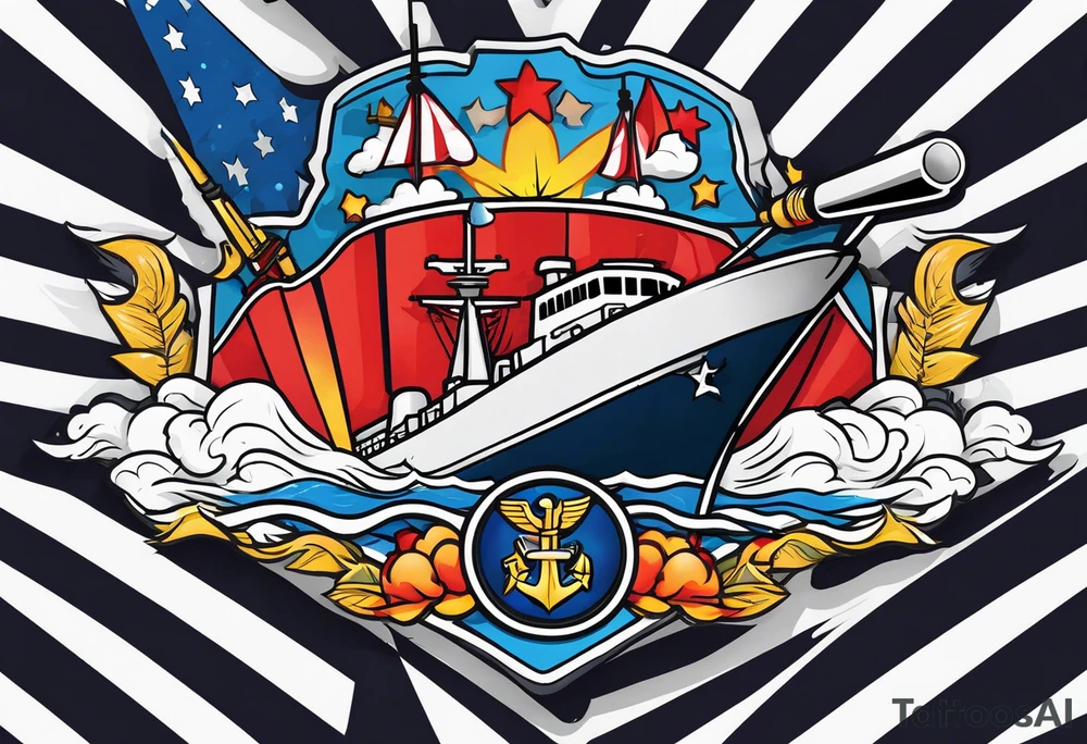 Navy theme with DDG 51, tomahawk missiles, the FC rating badge, and crossed cannons tattoo idea