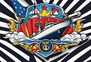 Navy theme with DDG 51, tomahawk missiles, the FC rating badge, and crossed cannons tattoo idea