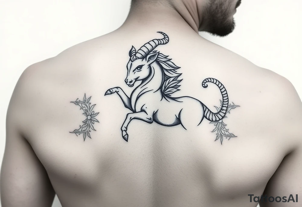 un capricorne avec des motifs néotribale tattoo idea