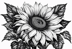 sunflower with the name "Gabriela" tattoo idea