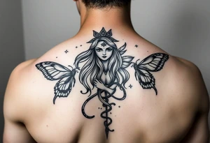 Capricorn female goddess wealthy earthy butterflies world money wisdom tattoo idea