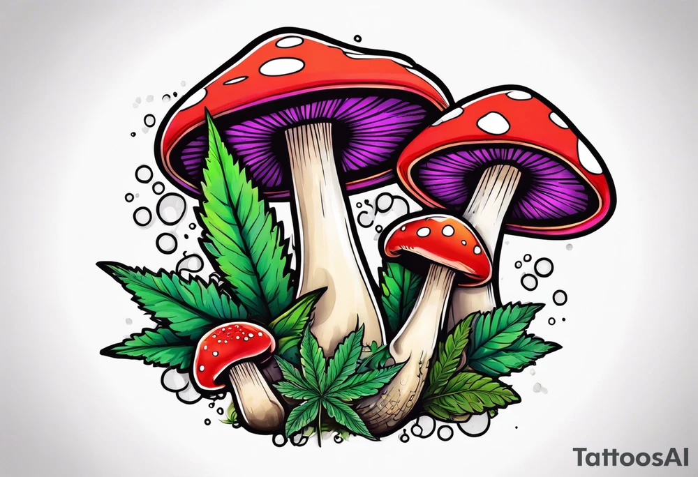 shroom and marijuana tattoo tattoo idea