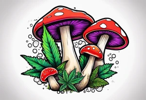 shroom and marijuana tattoo tattoo idea