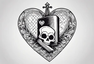 Skeleton stabbing ace of hearts tattoo idea