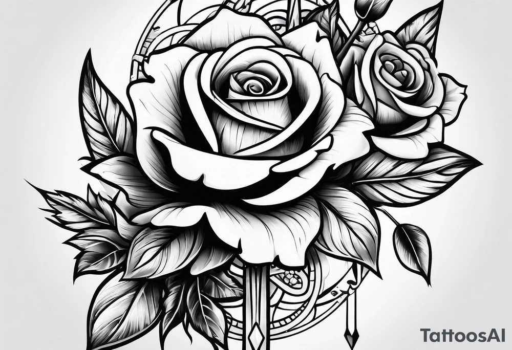 5 arrows and a rose tattoo idea