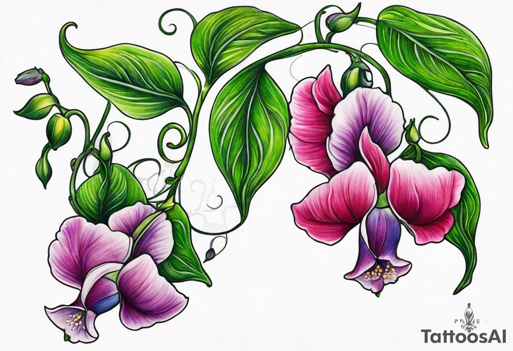 sweet peas vine design tattoo idea