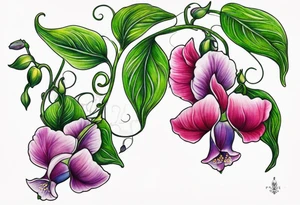 sweet peas vine design tattoo idea