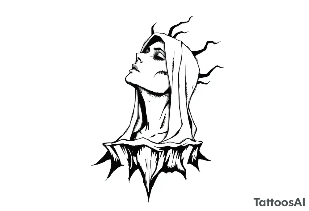 Ripped soul drowned in sorrow because of who they became tattoo idea